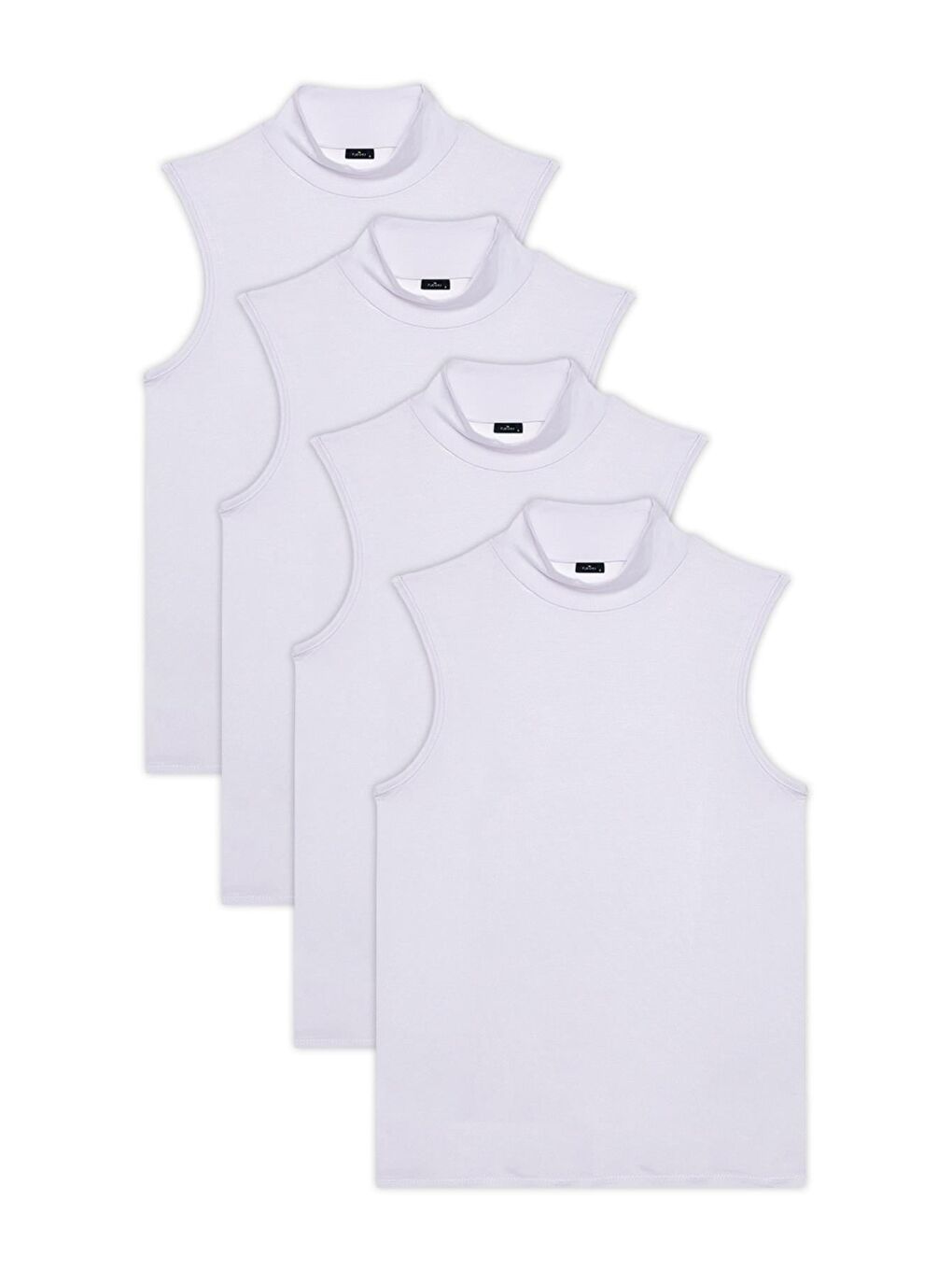 Kadın 4'Lü Paket Beyaz Regular Fit Viskon Kumaş Balıkçı Yaka Sıfır Kol Bluz