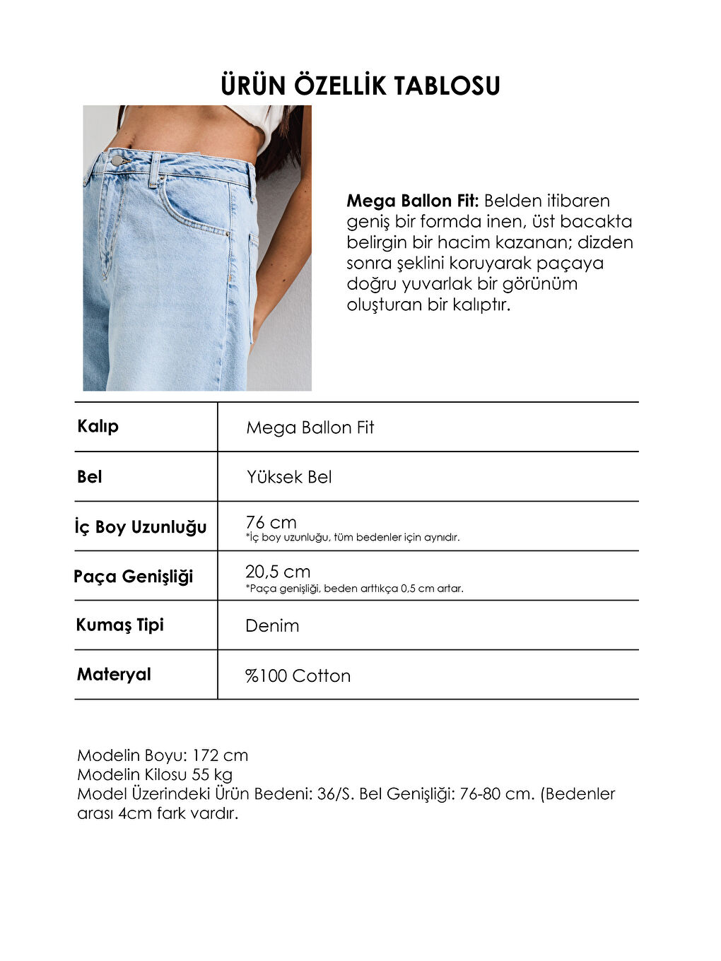 Mavi Kadın Ice 4s6-3 Mega Balon Fit %100 Pamuk Denim Jean-4