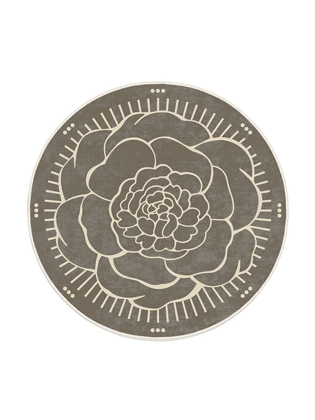 Kahverengi Dekoratif Salon Halısı, Makinada Yıkanabilir, Kaymaz Taban, İnce & Modern Tasarım