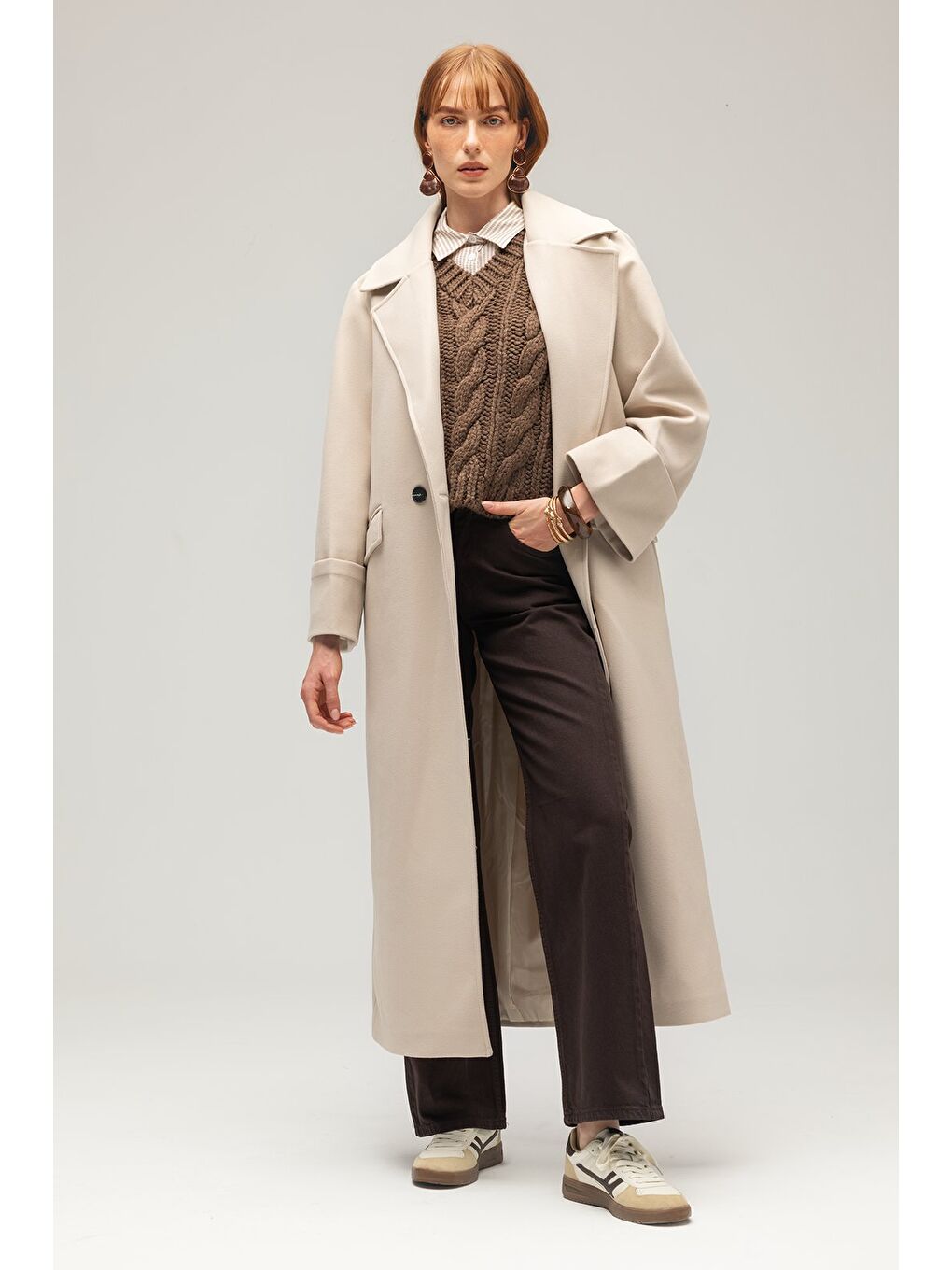 Acı Kahverengi Kadın Yüksek Bel Mary Vintage Straight Fit Jean Pantolon-4