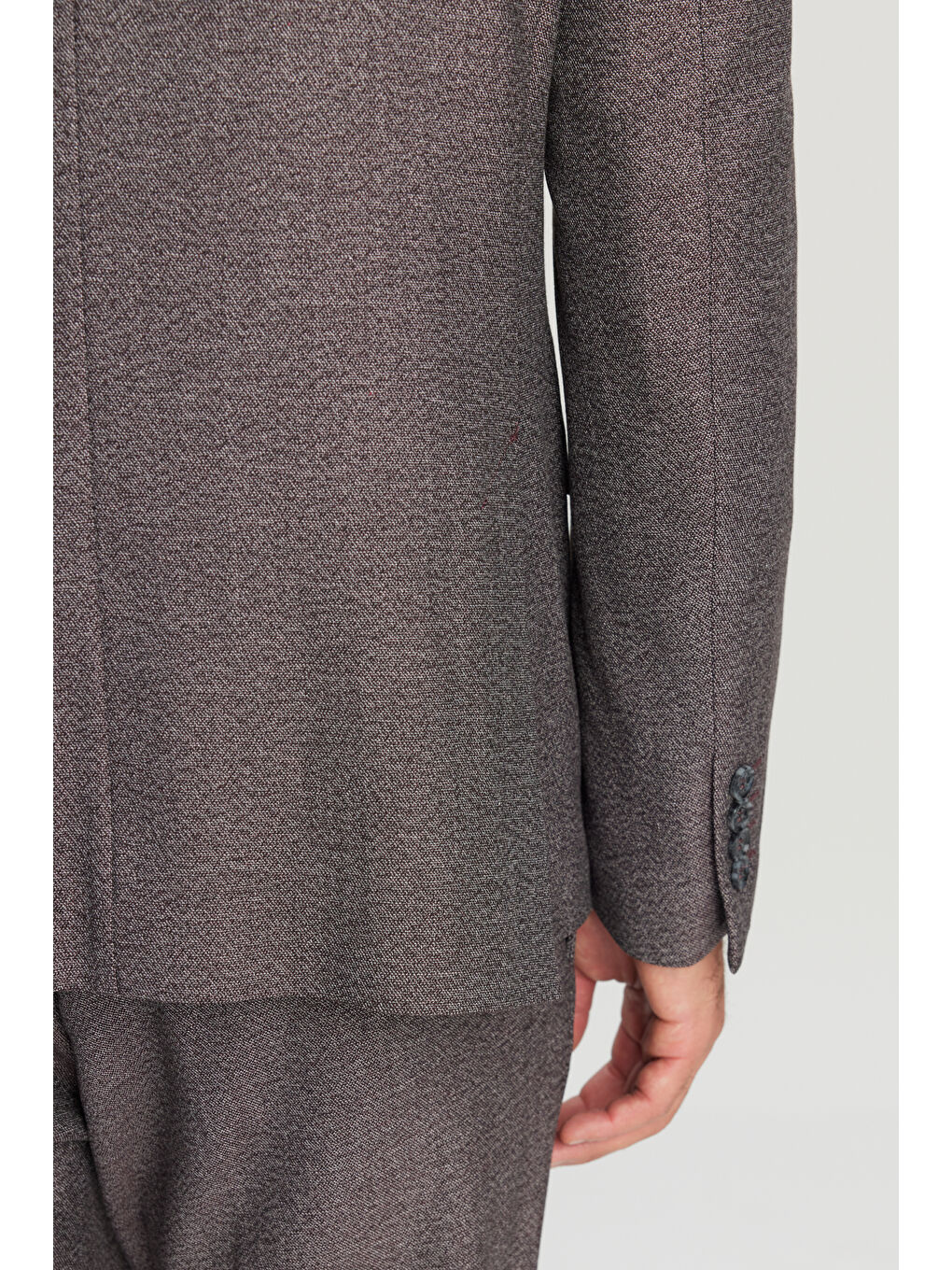 Erkek Bordo-Gri Slim Fit Dar Kesim Mono Yaka Desenli Kapak Cepli Esnek Takım Elbise-4