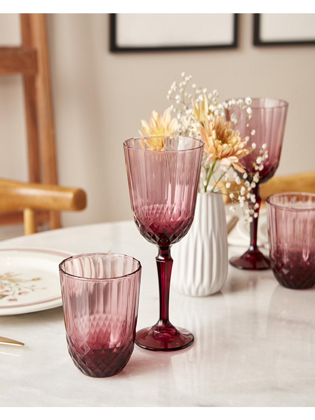 Pembe Colore Kesme Bardak 6'lı Gül Kurusu-1