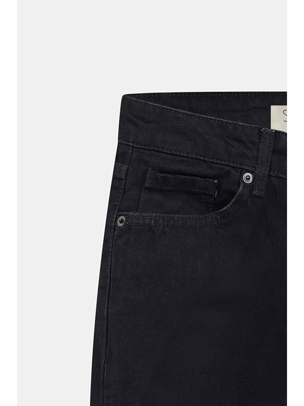 Siyah Kadın Yüksek Bel Mary Vintage Straight Fit Jean Pantolon-2