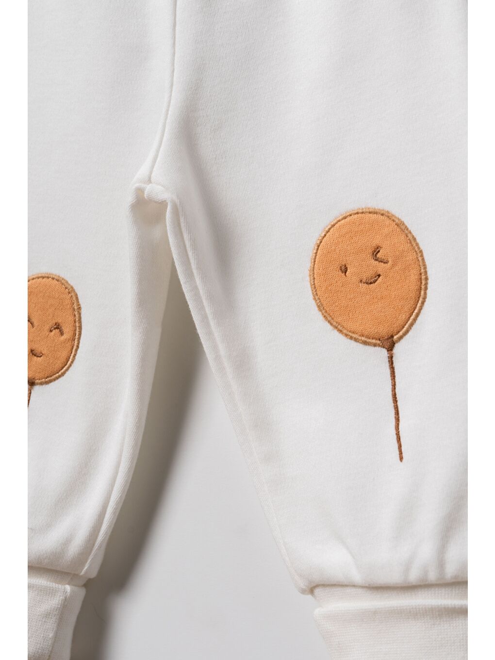 Karışık Unisex Bebek Pamuklu Ekru Sweatshirt Eşofman Takım - Balon Desenli-2