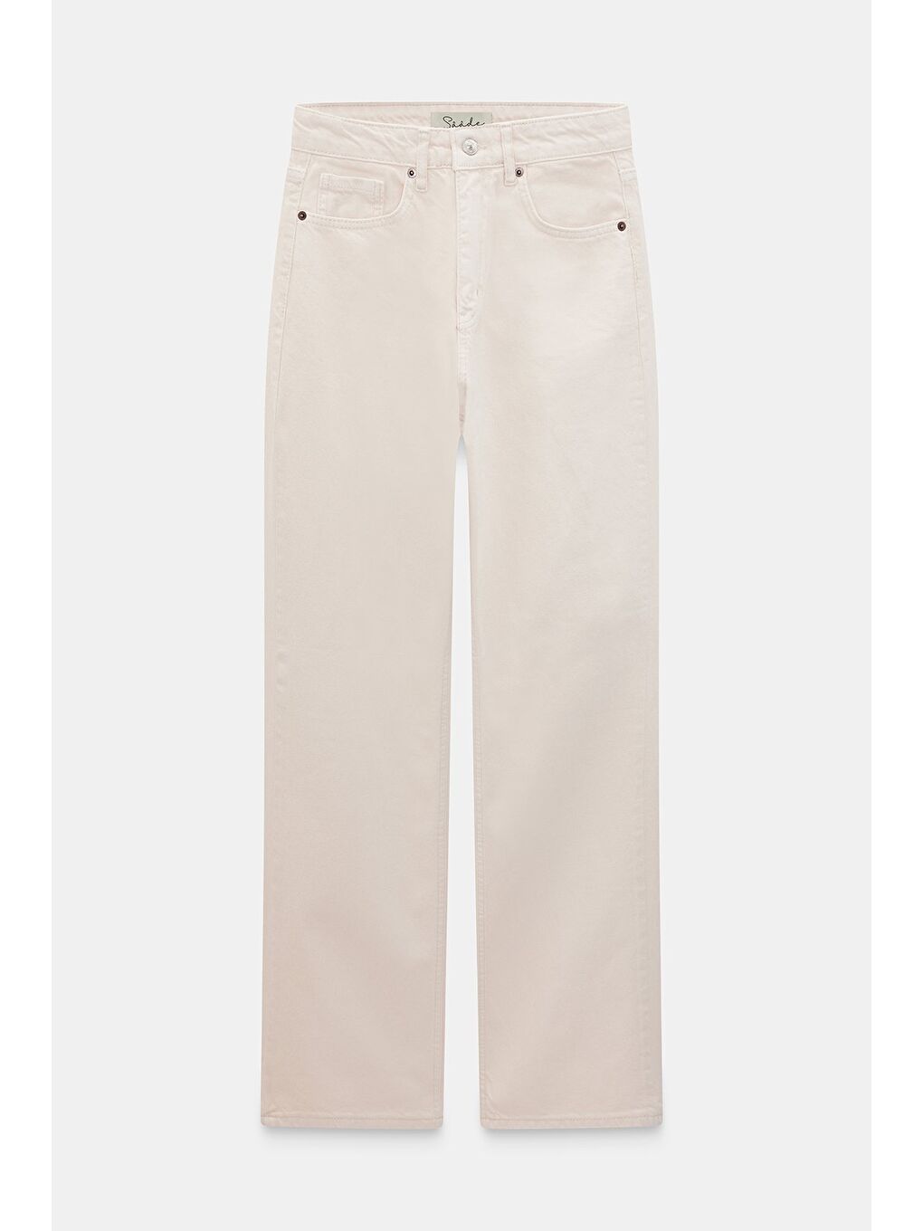 Bej Taş Kadın Yüksek Bel Mary Vintage Straight Fit Jean Pantolon-1