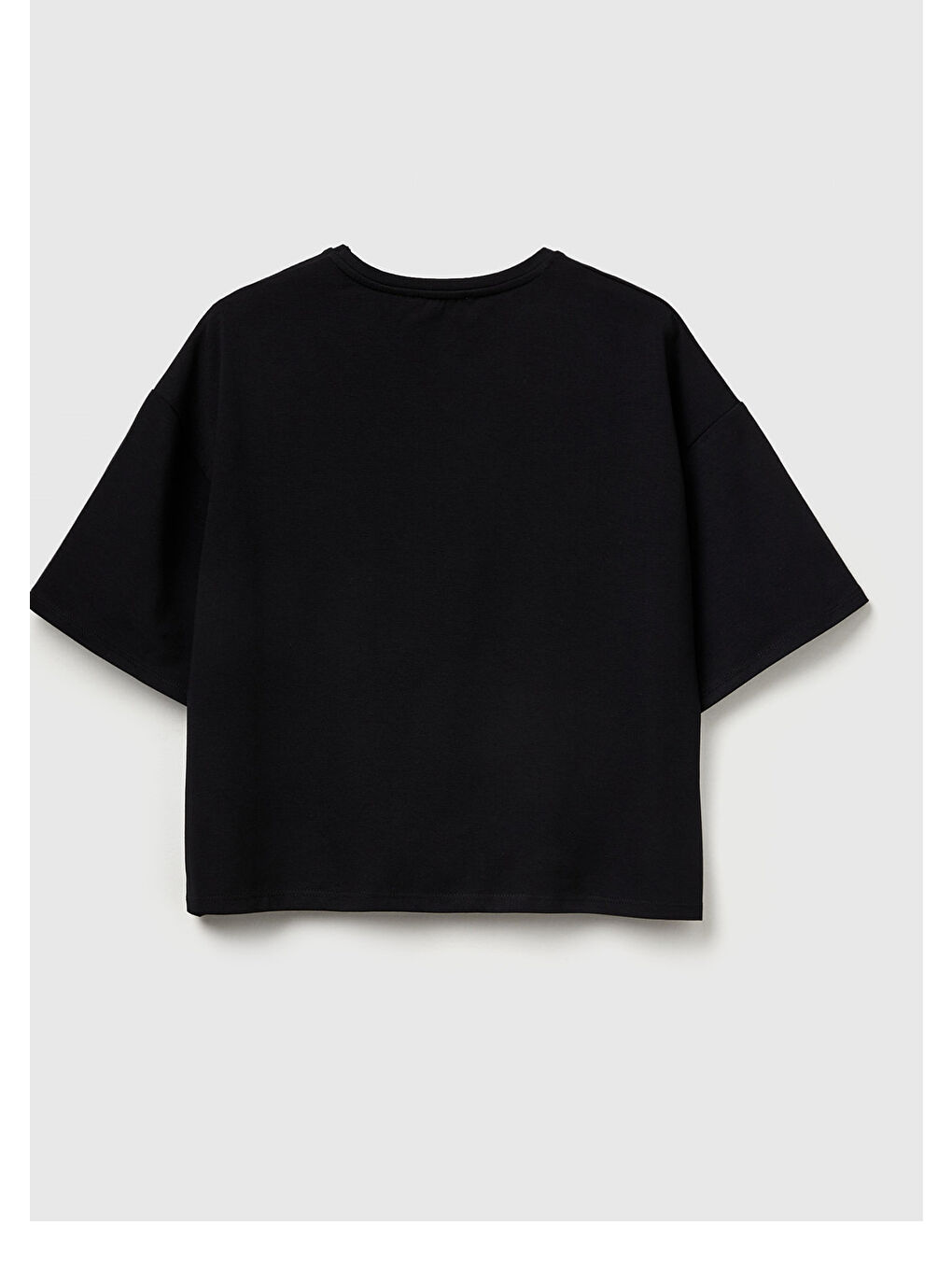 Kadın Siyah Pamuk Karışımlı Çiçek Aplikeli T-Shirt-3