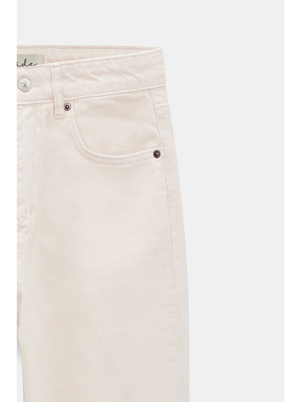 Bej Taş Kadın Yüksek Bel Mary Vintage Straight Fit Jean Pantolon-2