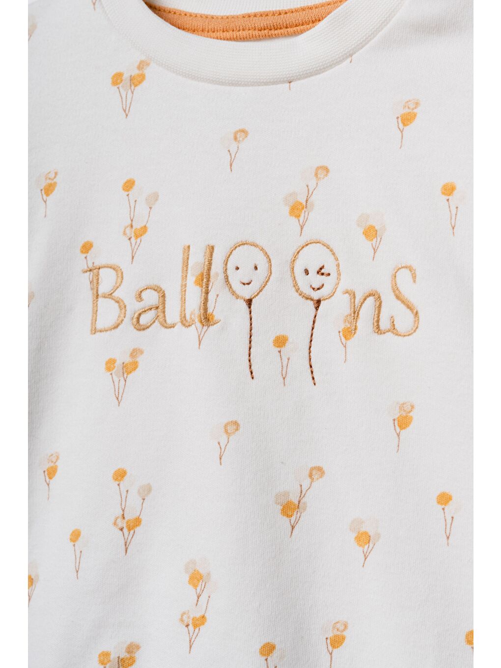 Karışık Unisex Bebek Pamuklu Ekru Sweatshirt Eşofman Takım - Balon Desenli-3