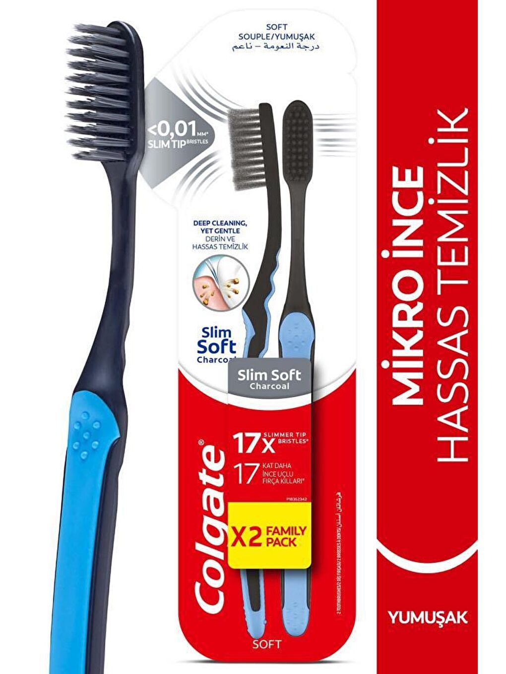 Colgate Siyah Mikro İnce Siyah Hassas Temizlik Yumuşak Diş Fırçası 1+1