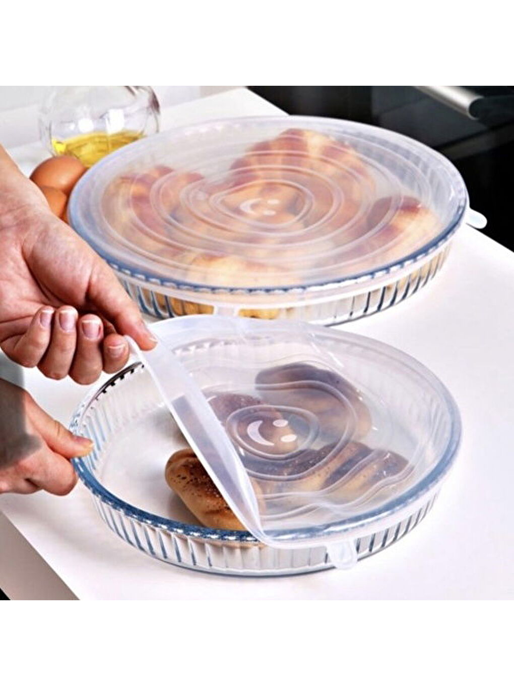 Renksiz 2'li Yuvarlak Silikon Borcam Kapağı - Şeffaf