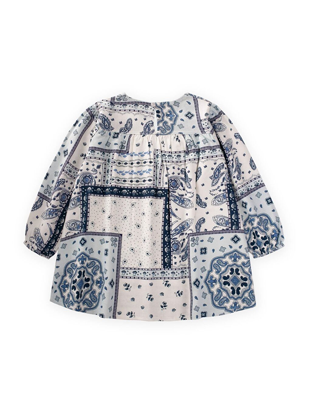 Mavi Kız Çocuk Desenli Elbise-2