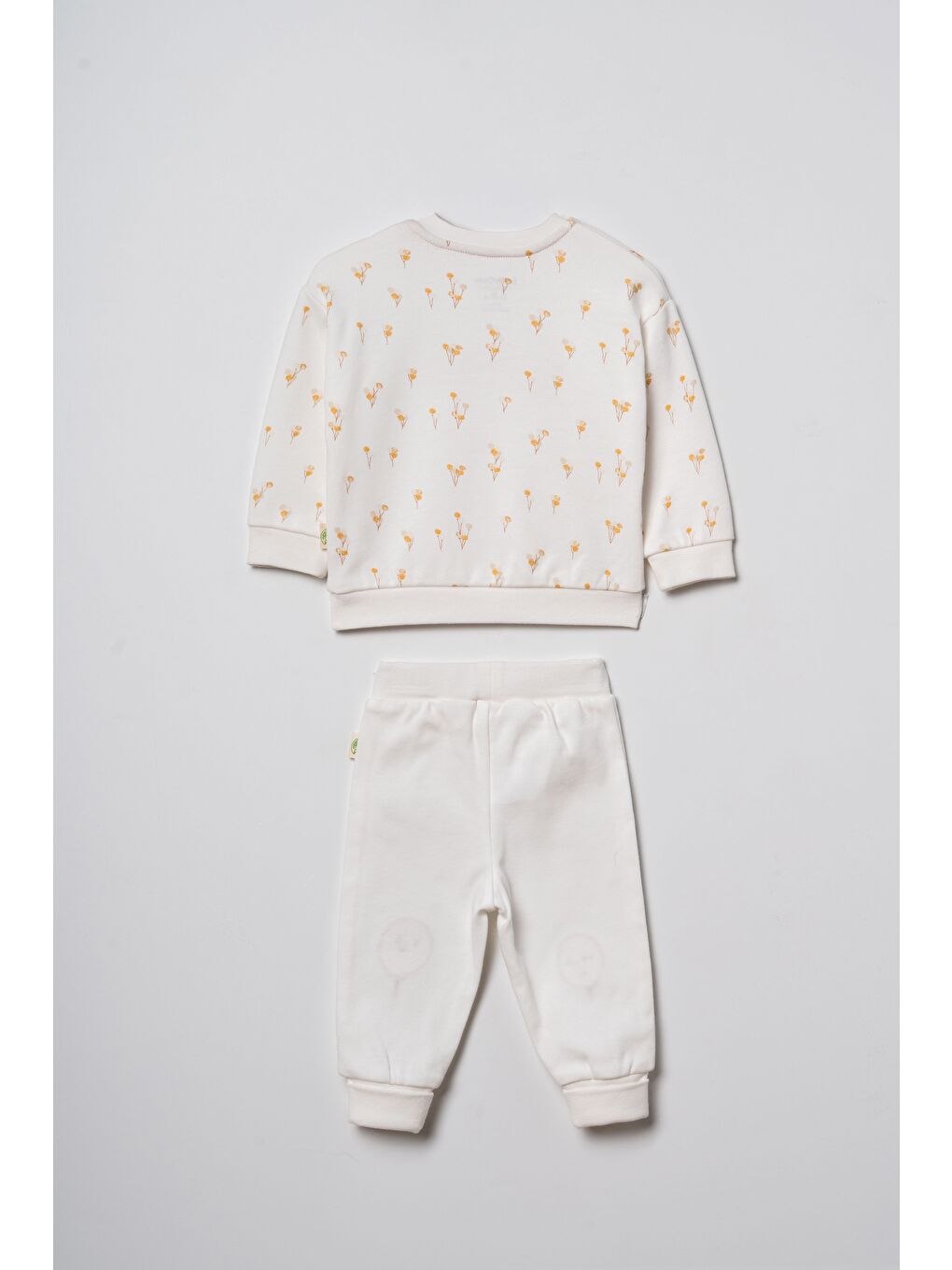 Karışık Unisex Bebek Pamuklu Ekru Sweatshirt Eşofman Takım - Balon Desenli-5