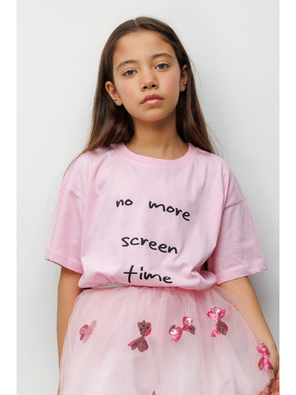 Pembe Motto Baskılı Çocuk Tişört