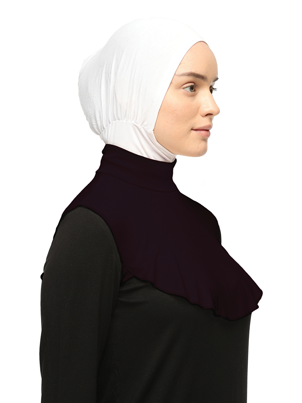 Mürdüm Düz Balıkçı Yaka Boğazlı Penye Tesettür Boyunluk-1