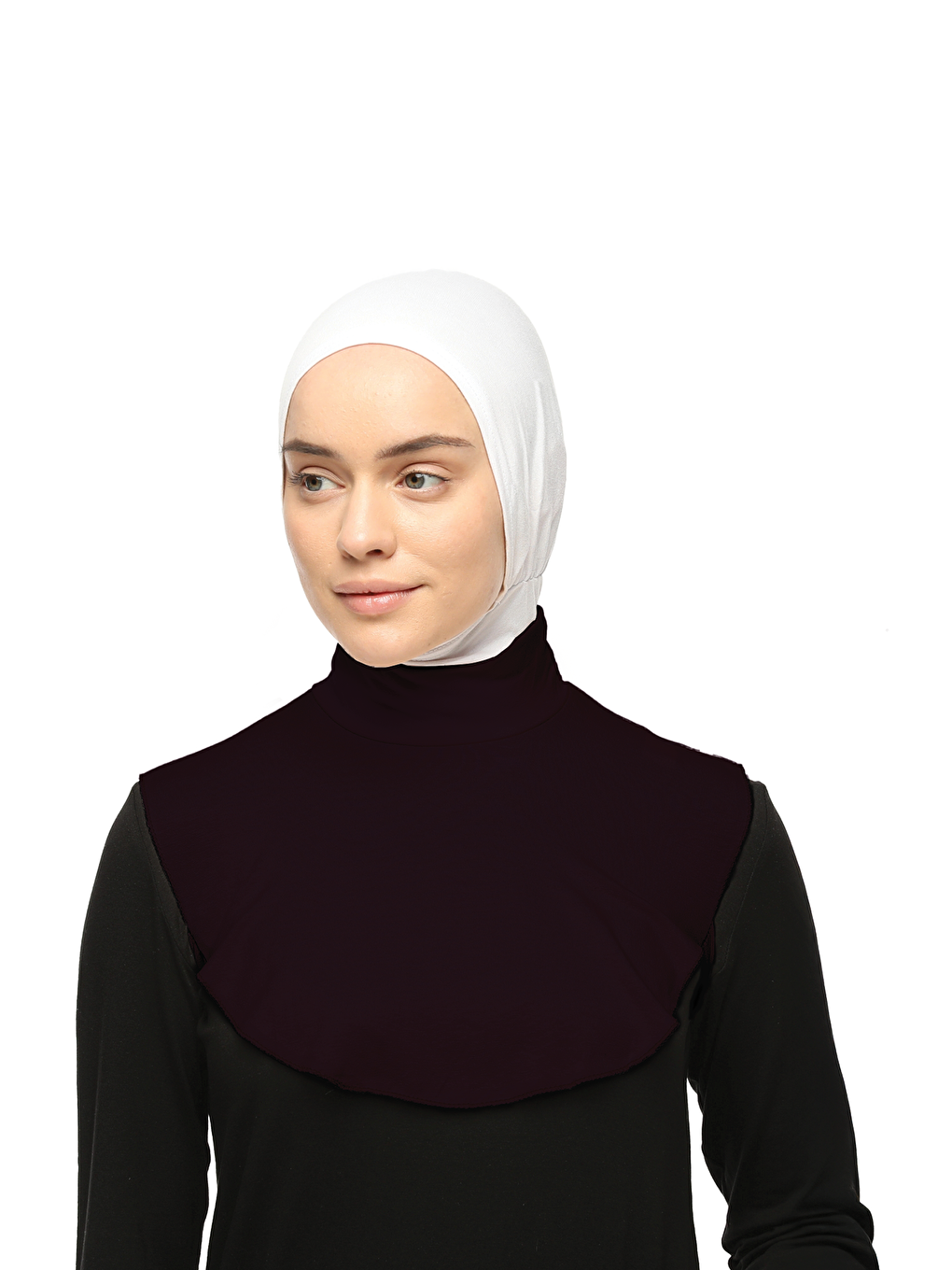 Mürdüm Düz Balıkçı Yaka Boğazlı Penye Tesettür Boyunluk-3