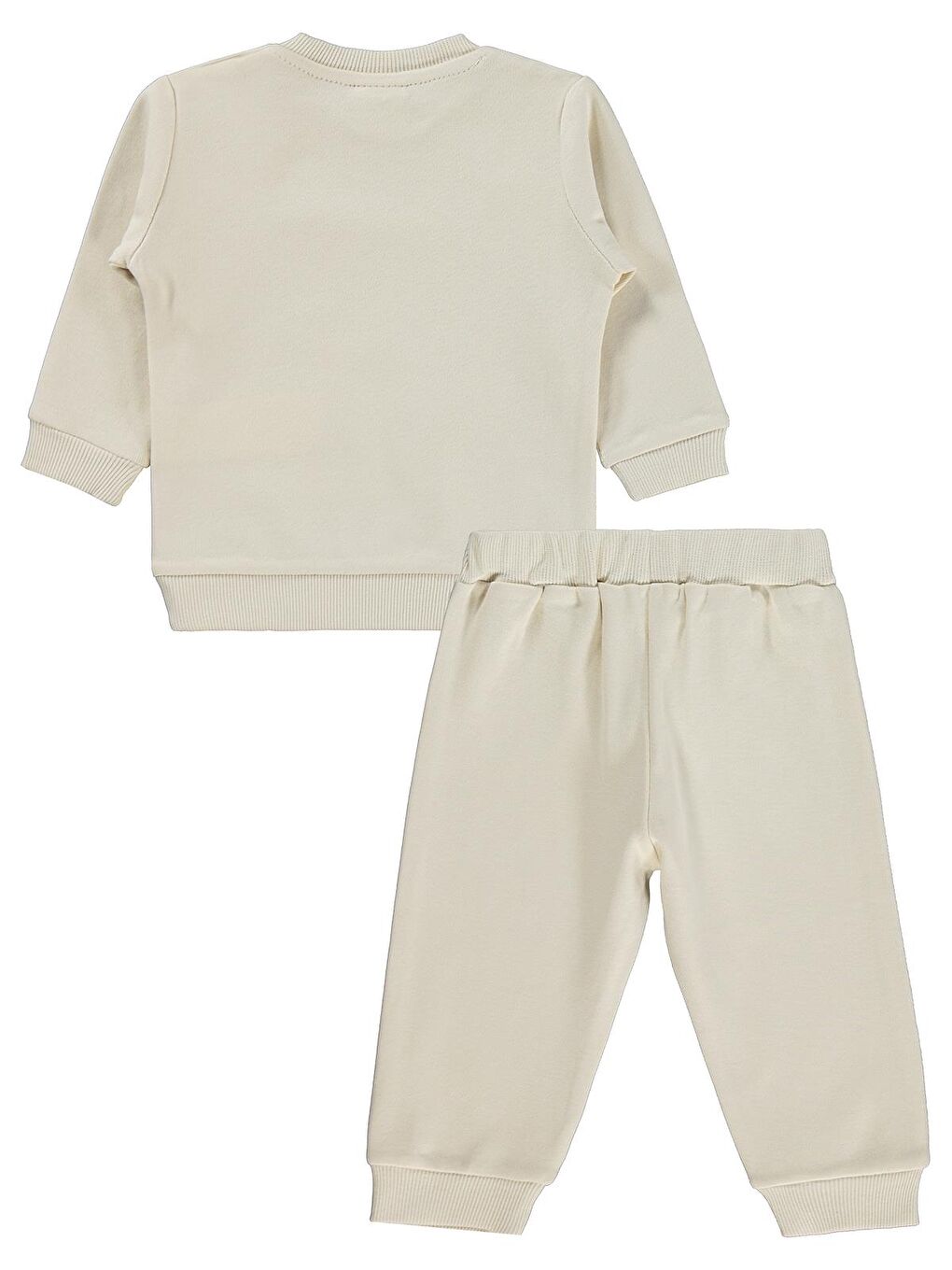 Bej Baby Kedi Baskılı 6-18 Ay Takım - Fil Dişi-1