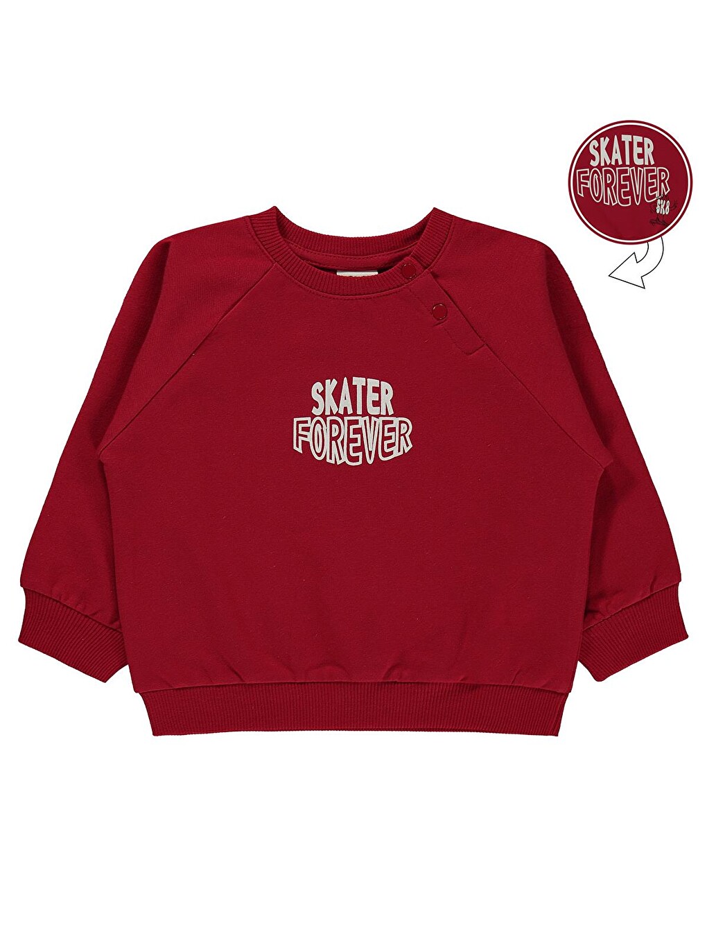 Baby Skater Forever Baskılı 6-18 Ay Sweatshirt - Kırmızı