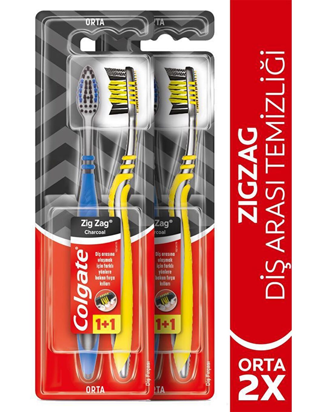 Colgate Karışık ZigZag Charcoal Diş Arası Temizliği Orta Diş Fırçası 1+1 X 2