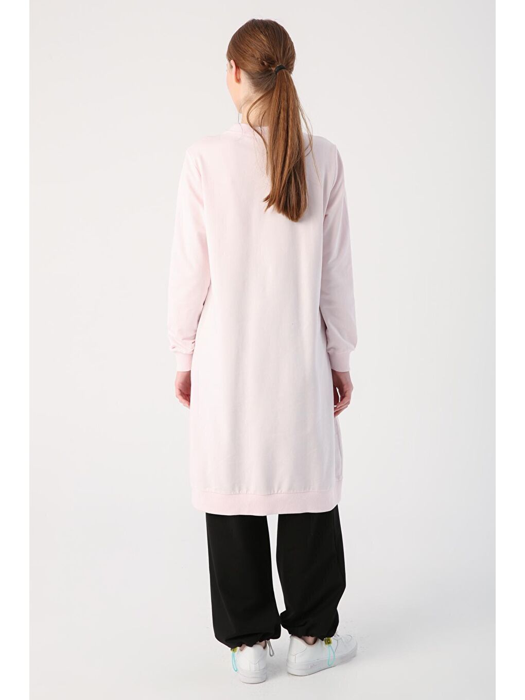 Pembe Kuşgözü Detaylı Cepli Sweat Tunik-3