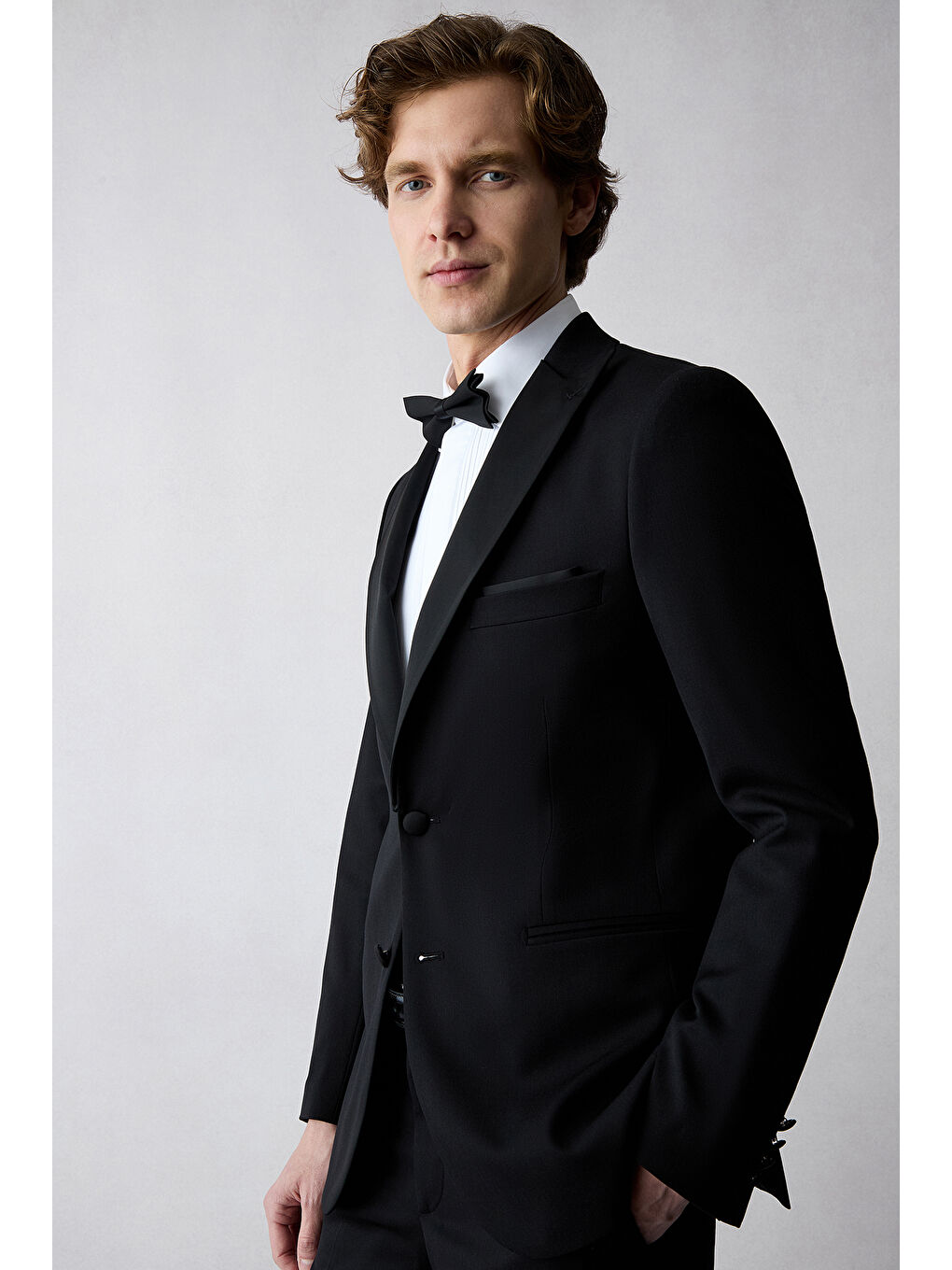 Siyah 7 Drop Slim Fit Dar Kesim Sivri Yaka Smokin & Damatlık-2