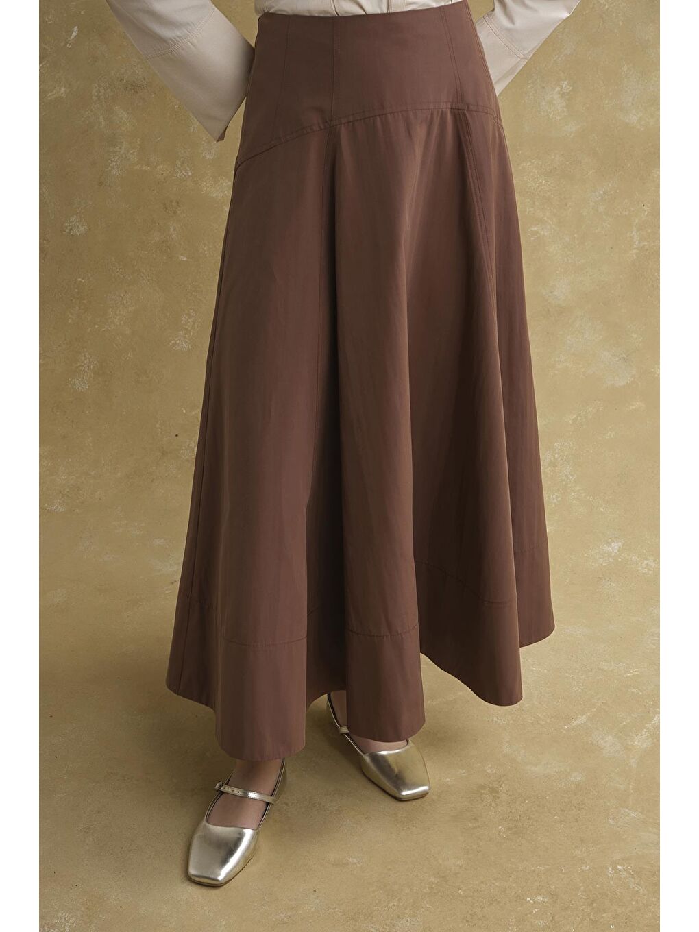 Kahverengi Korsajlı Etek Camel-1