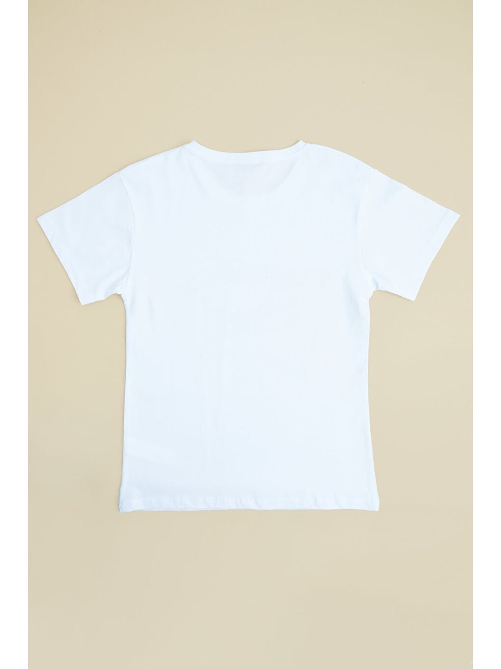 Beyaz Fiyonk Ve Yazı Baskılı Kız Çocuk Tişört-1