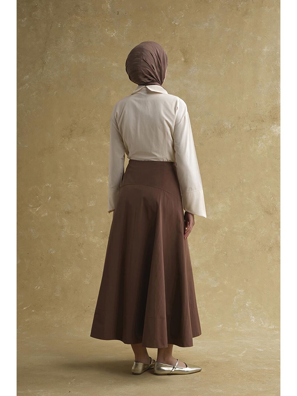 Kahverengi Korsajlı Etek Camel-2