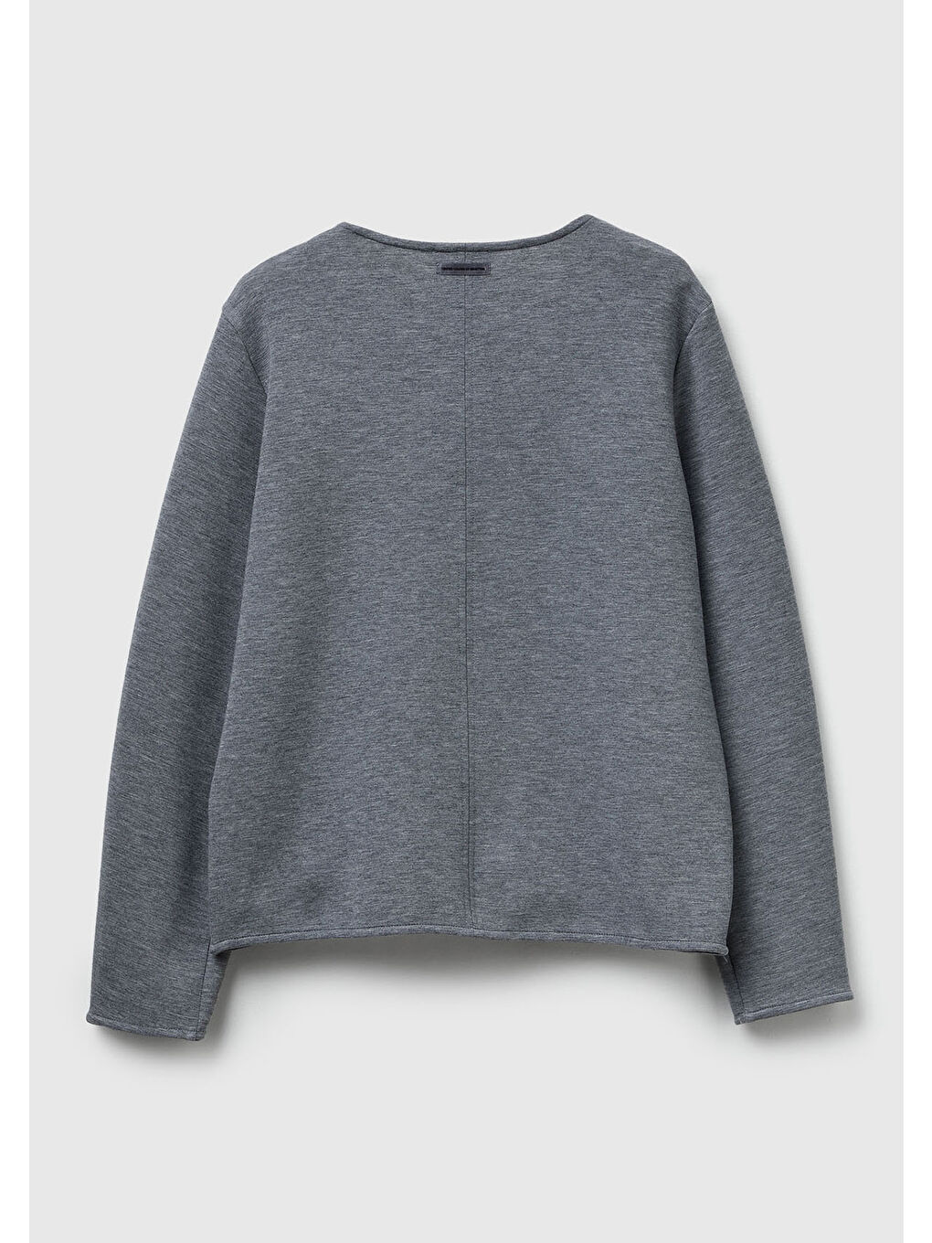 Kadın Açık Gri Modal Karışımlı Etiket Detaylı Bisiklet Yaka Sweatshirt-2