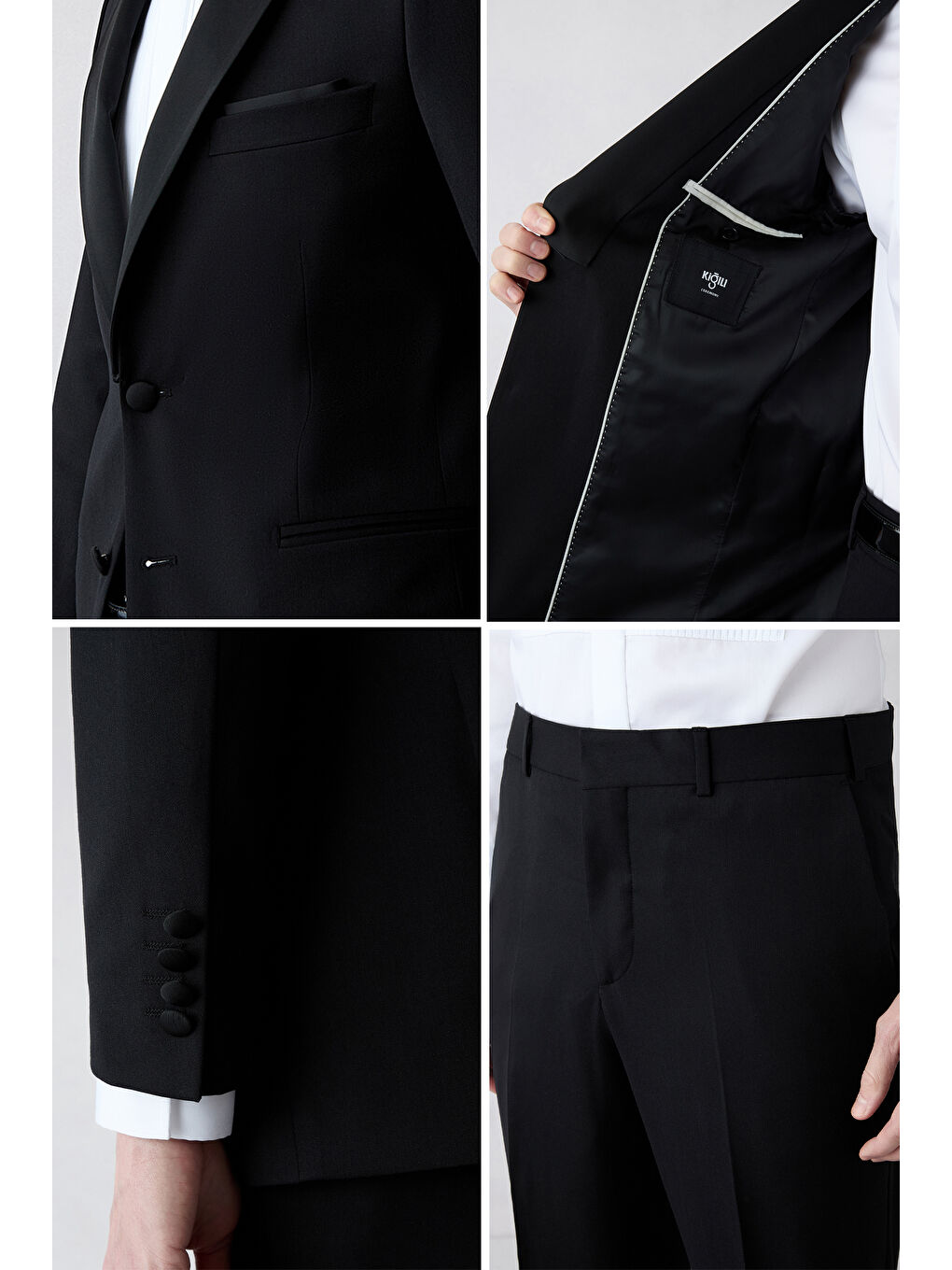 Siyah 6 Drop Regular Fit Standart Kesim Sivri Yaka Smokin & Damatlık-3