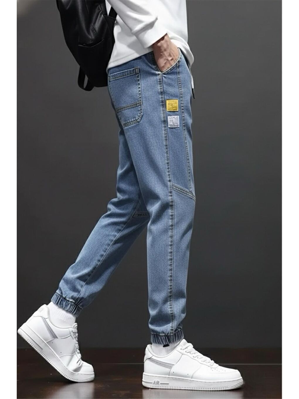 Mavi Reax Joss Beli ve Paçası Lastikli İpli Jogger Kesim Erkek Jean Pantolon-1