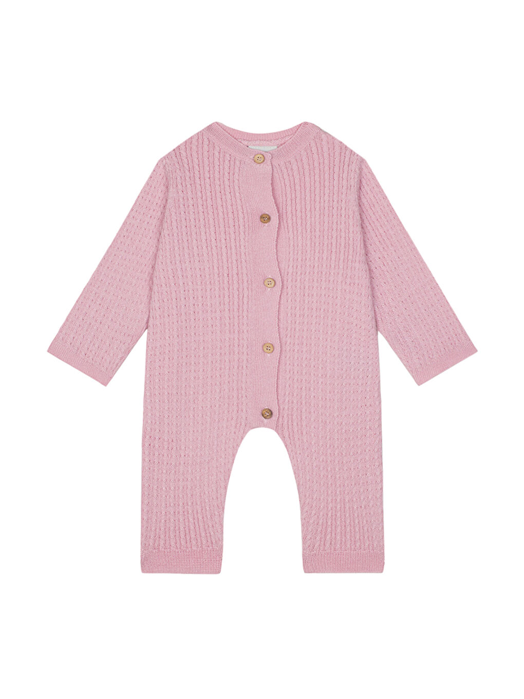 Pembe Triko Uzun Kollu Kız Bebek Patiksiz Tulum