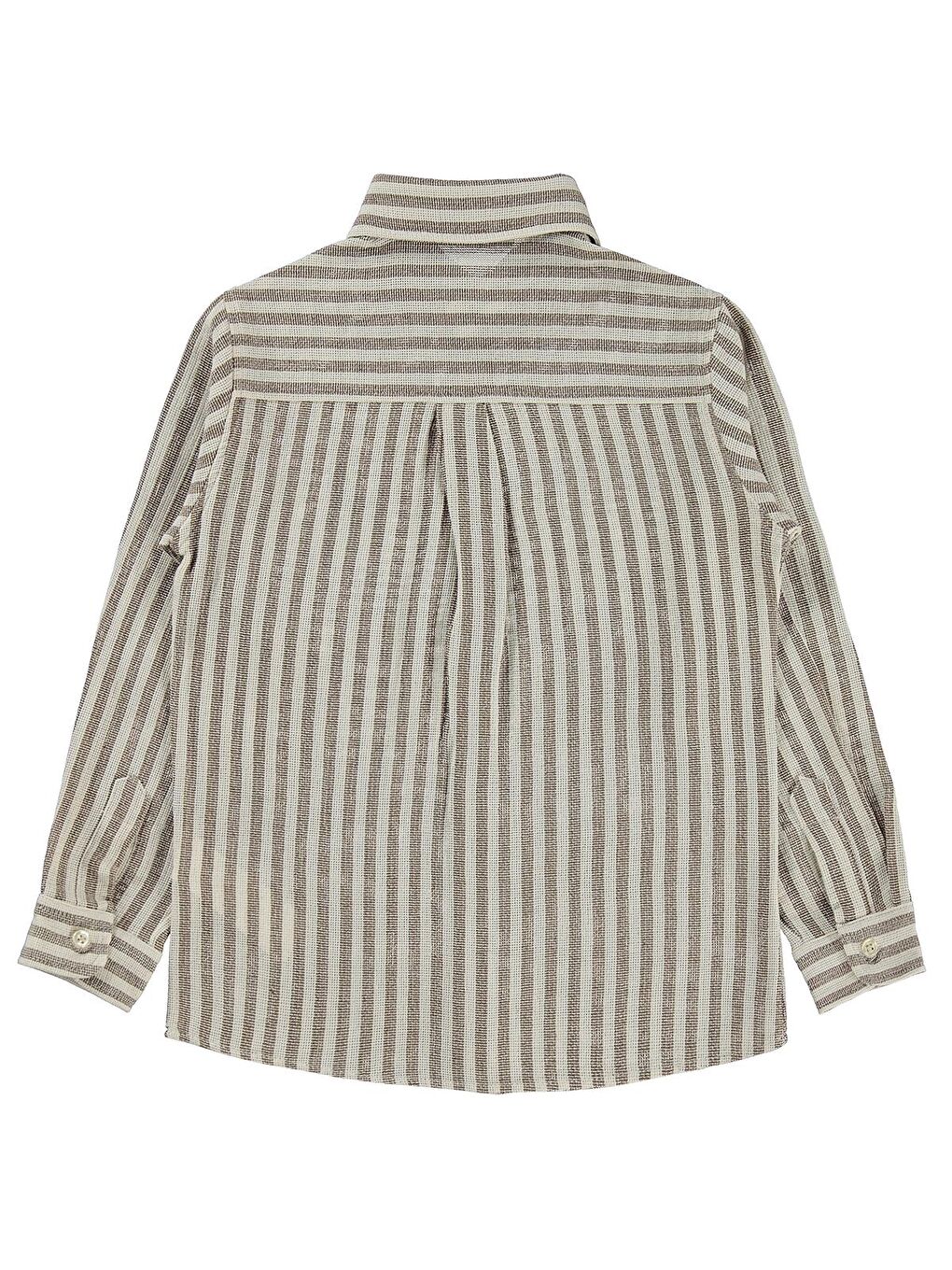 Kahverengi Boys Çizgili Basic 10-13 Yaş Gömlek - Kahve 10-11 Yaş-1