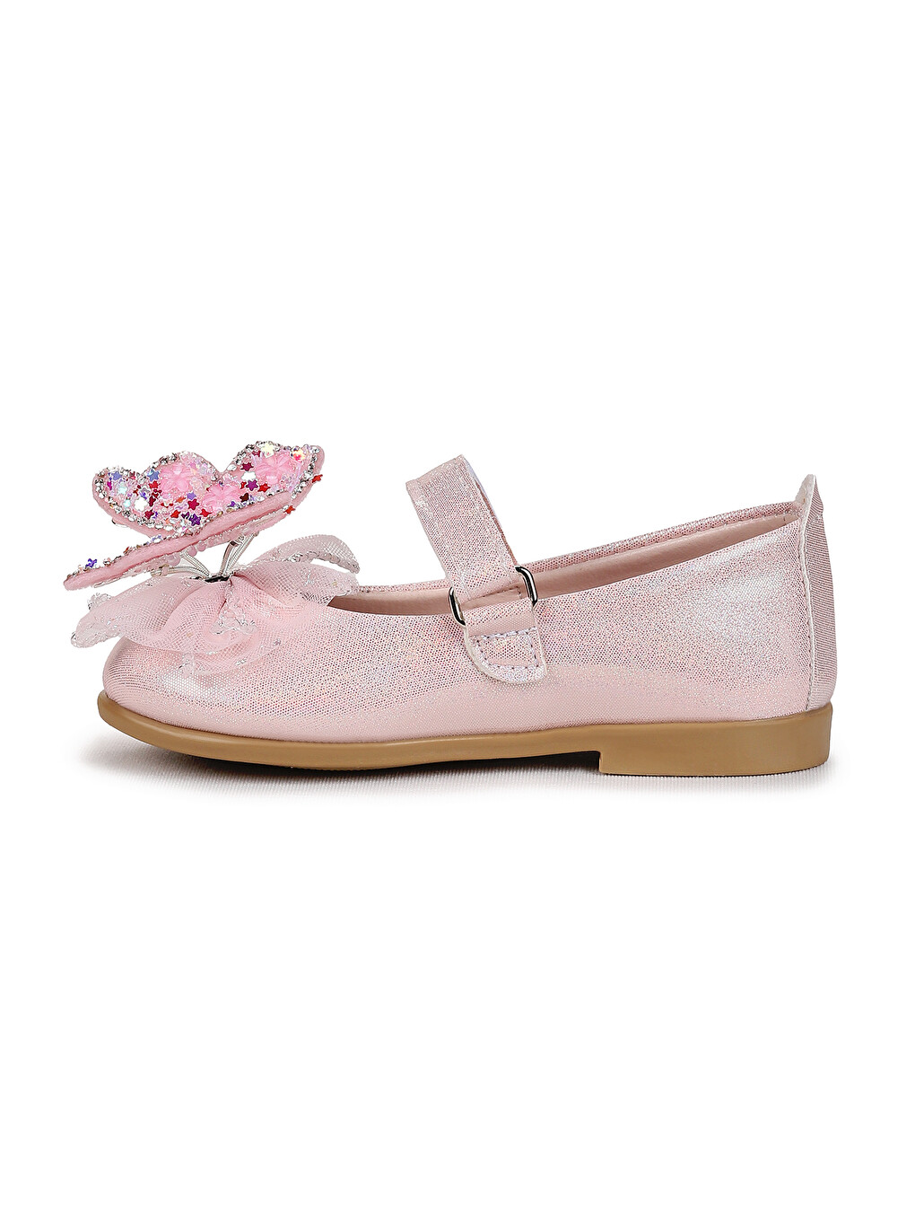 Pembe Fly Cırtlı Kelebek Aksesuarlı Kız Çocuk Babet Ayakkabı-5