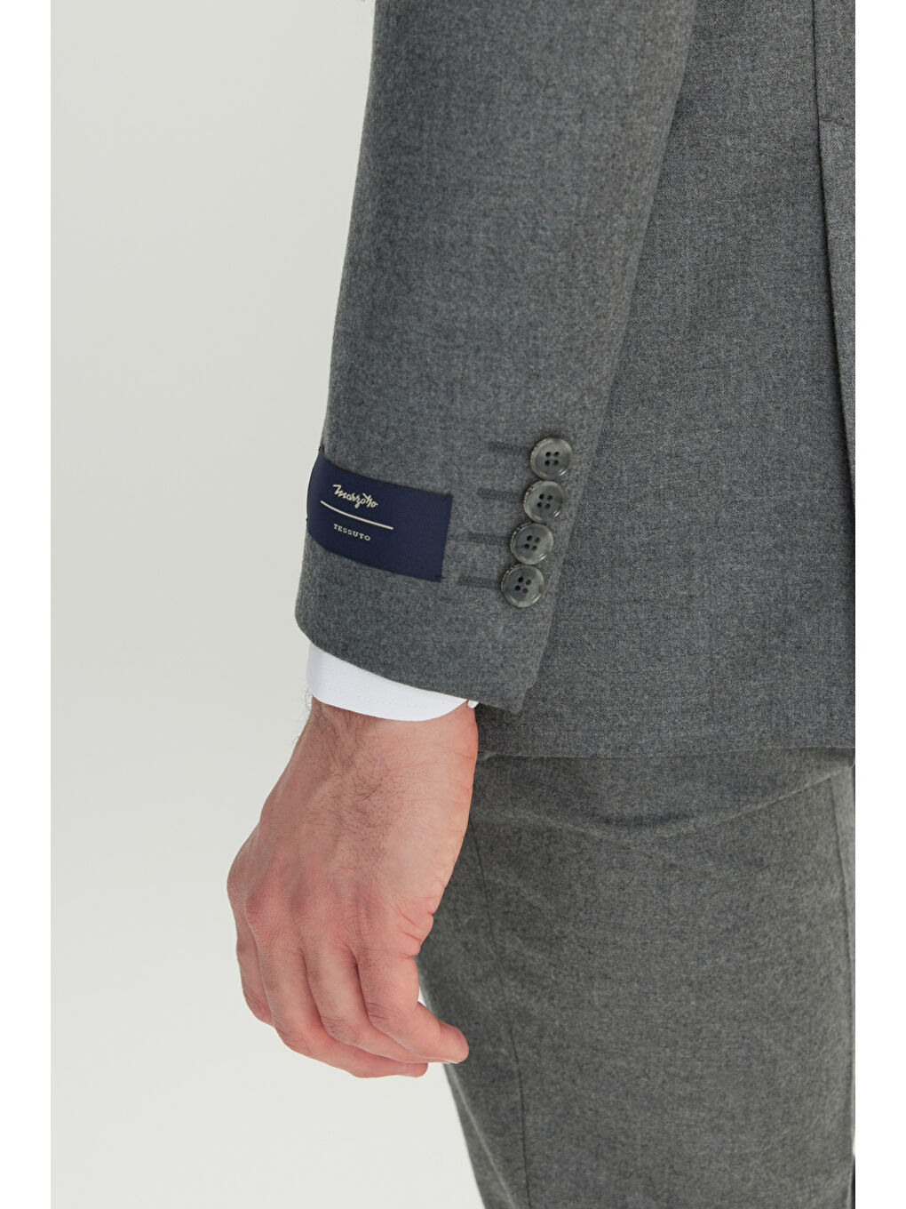 Erkek Gri Yün Slim Fit Dar Kesim Kırlangıç Yaka Kapak Cepli Takım Elbise-5