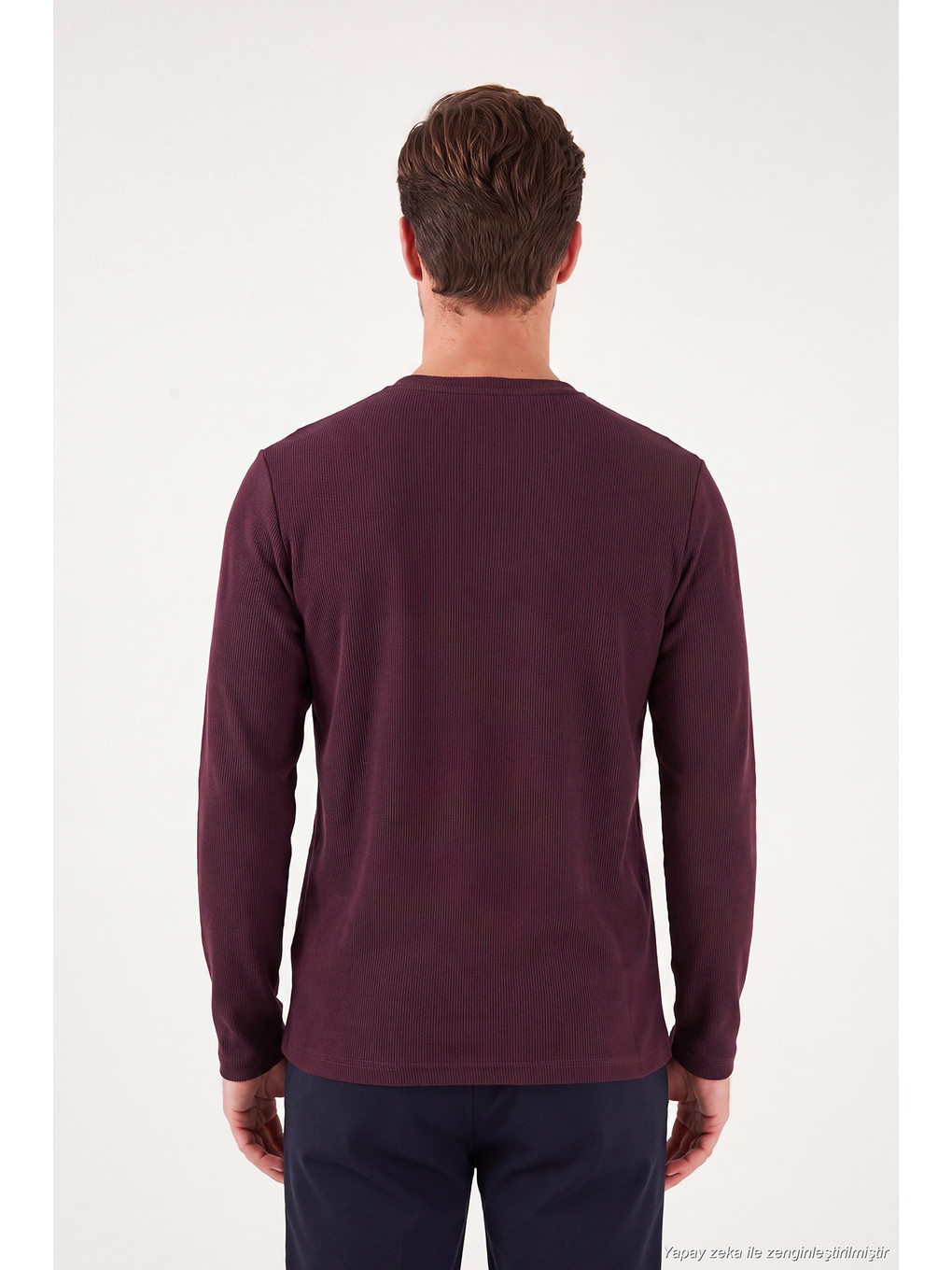 Kırmızı Pamuklu Regular Fit Düğmeli Bisiklet Yaka Sweat 5905852-6