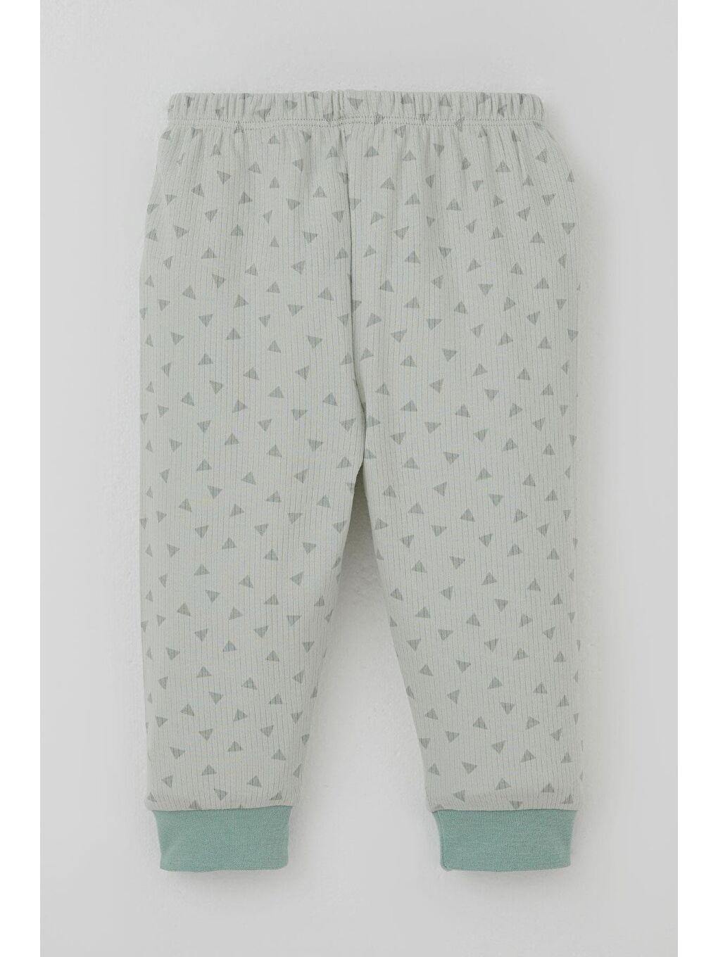 Turkuaz Erkek Bebek Pijama Takımı Mini Üçgenler Desenli Önden Çıtçıtlı Su Yeşili (4 Ay-1 Yaş)-4