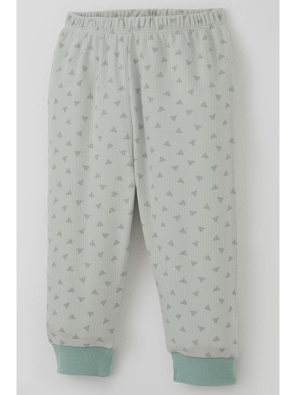 Turkuaz Erkek Bebek Pijama Takımı Mini Üçgenler Desenli Önden Çıtçıtlı Su Yeşili (4 Ay-1 Yaş)-6