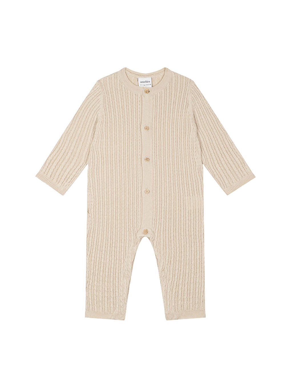 Bej Krem Triko Uzun Kollu Bebek Patiksiz Tulum