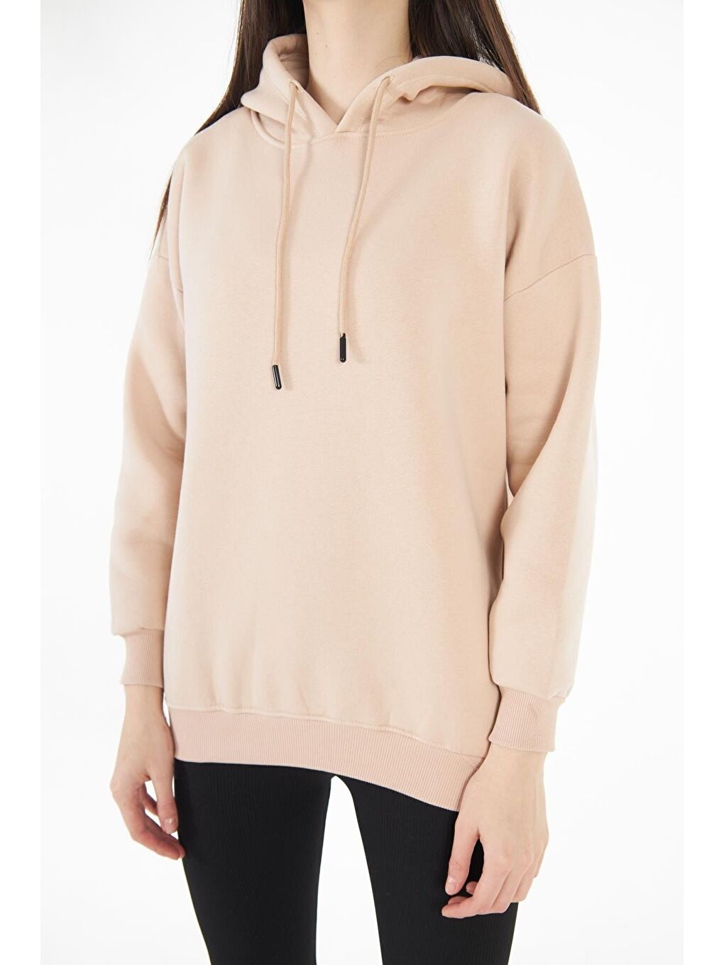 Bej Kadın Oversize Sweatshirt-1