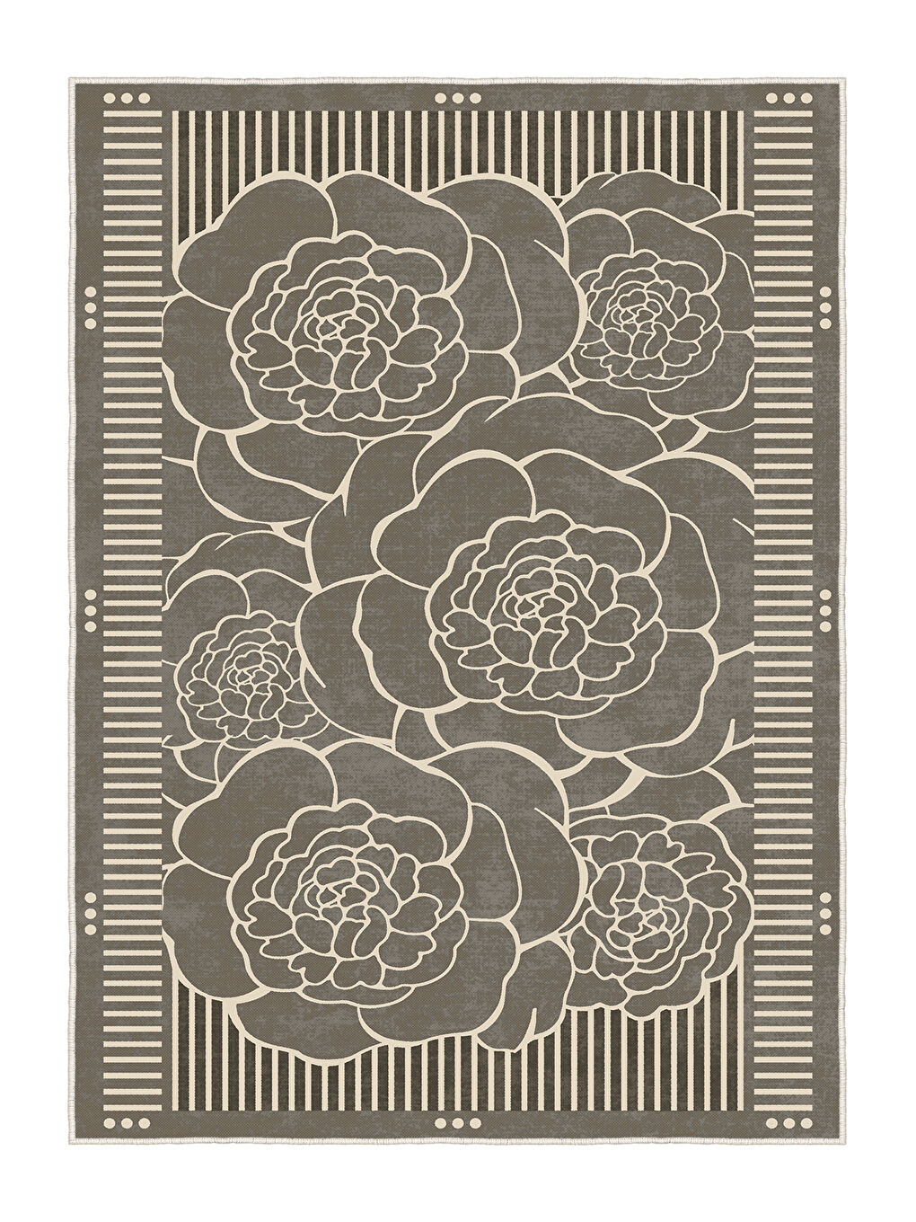 Kahverengi Dekoratif Salon Halısı, Makinada Yıkanabilir, Kaymaz Taban, İnce & Modern Tasarım