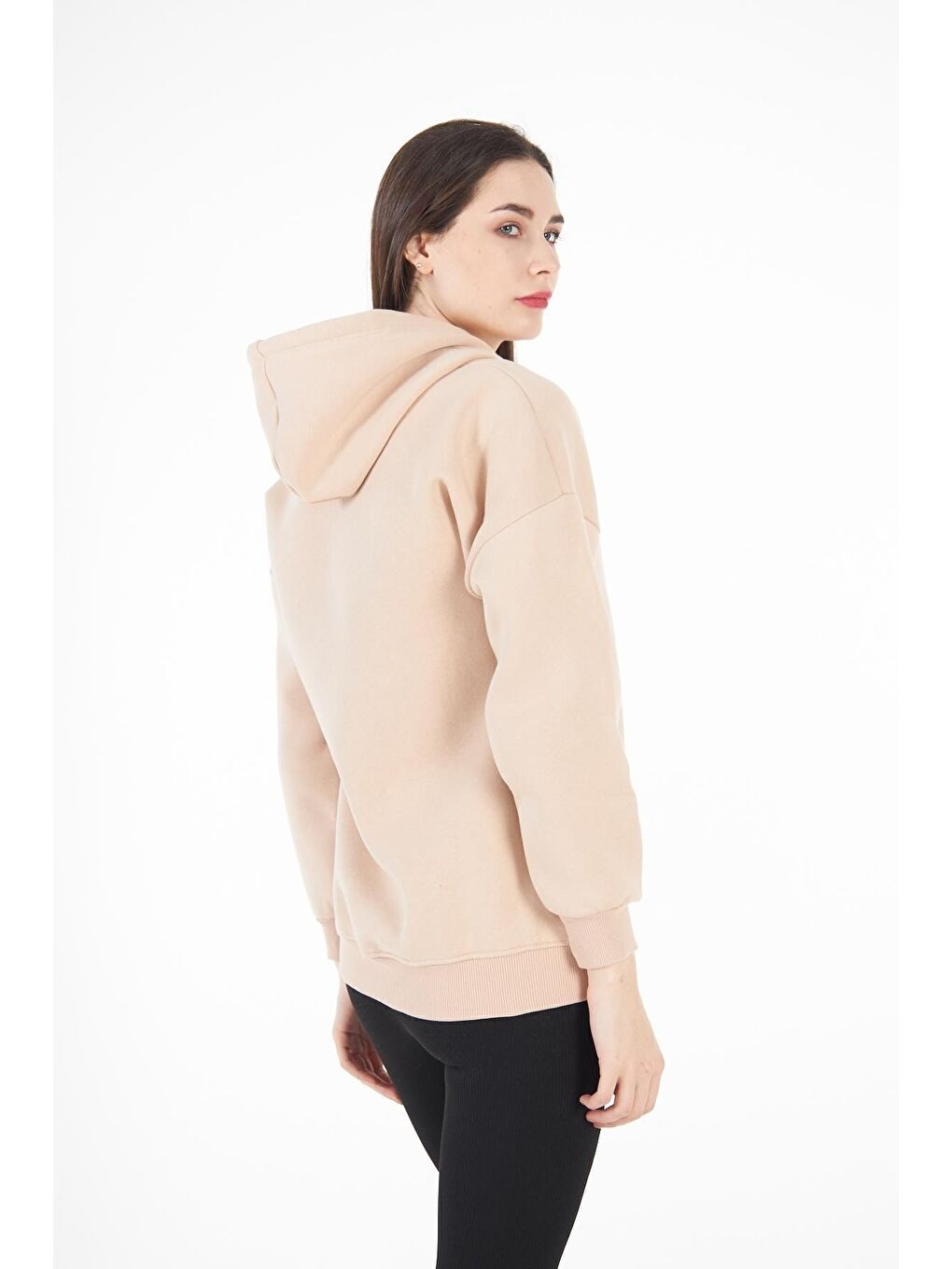 Bej Kadın Oversize Sweatshirt-3