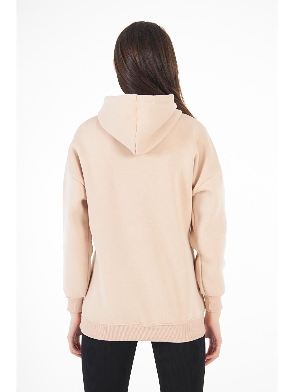 Bej Kadın Oversize Sweatshirt-5
