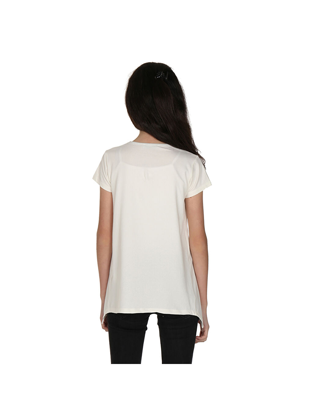 Ekru Kız Çocuk Parfüm Nakışlı T-Shirt-1