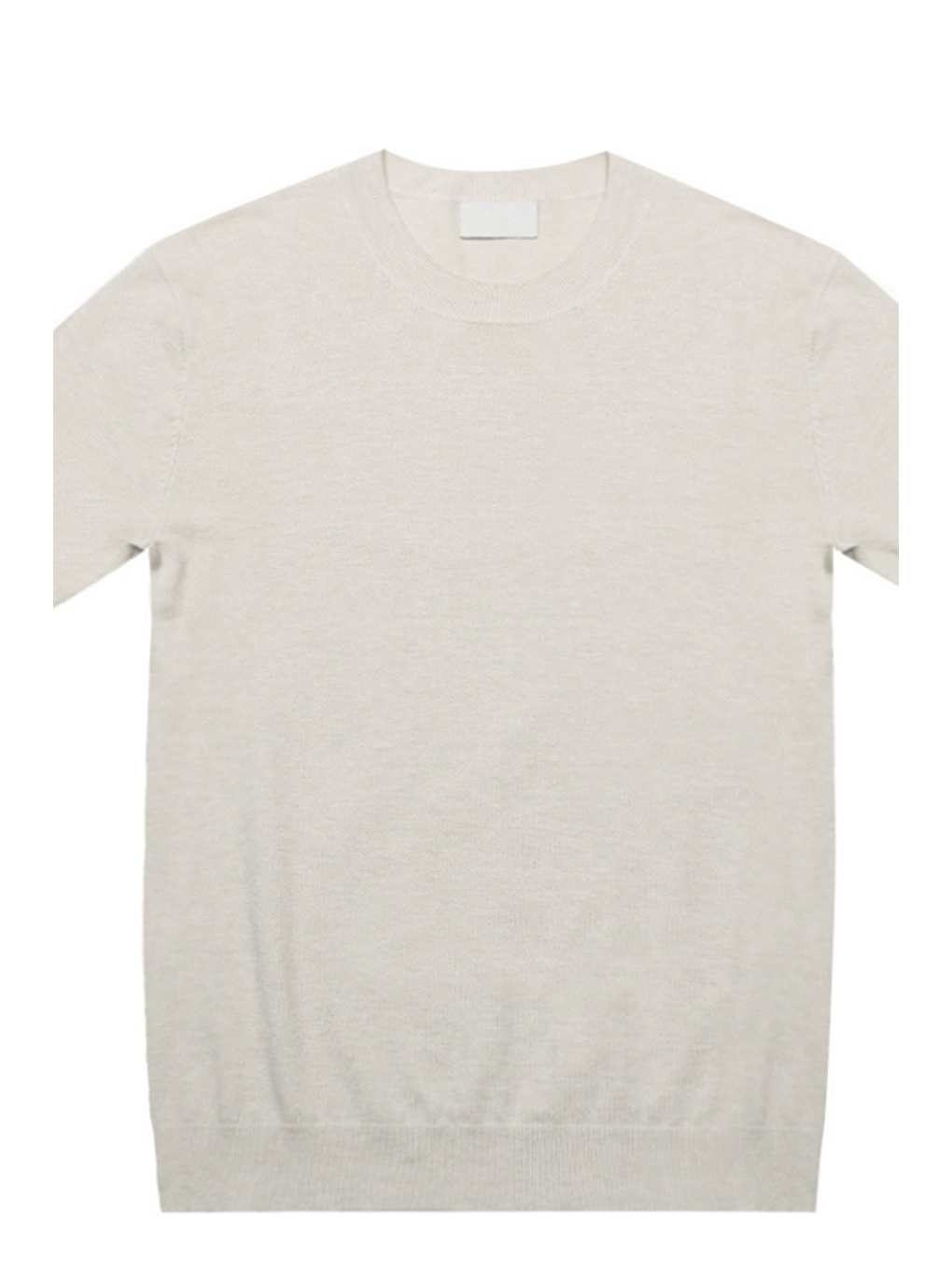 Erkek Bej Slim Fit Bisiklet Yaka Triko T-Shirt-4