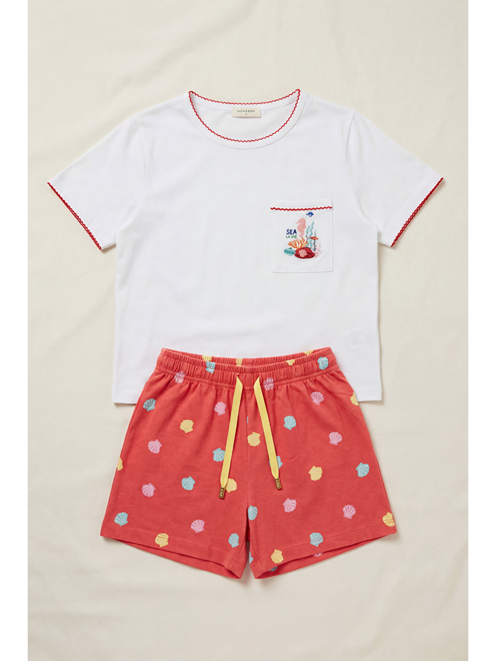 Beyaz Kadın Sea La Vie Denizaltı Baskılı Şortlu Pijama Takımı-2