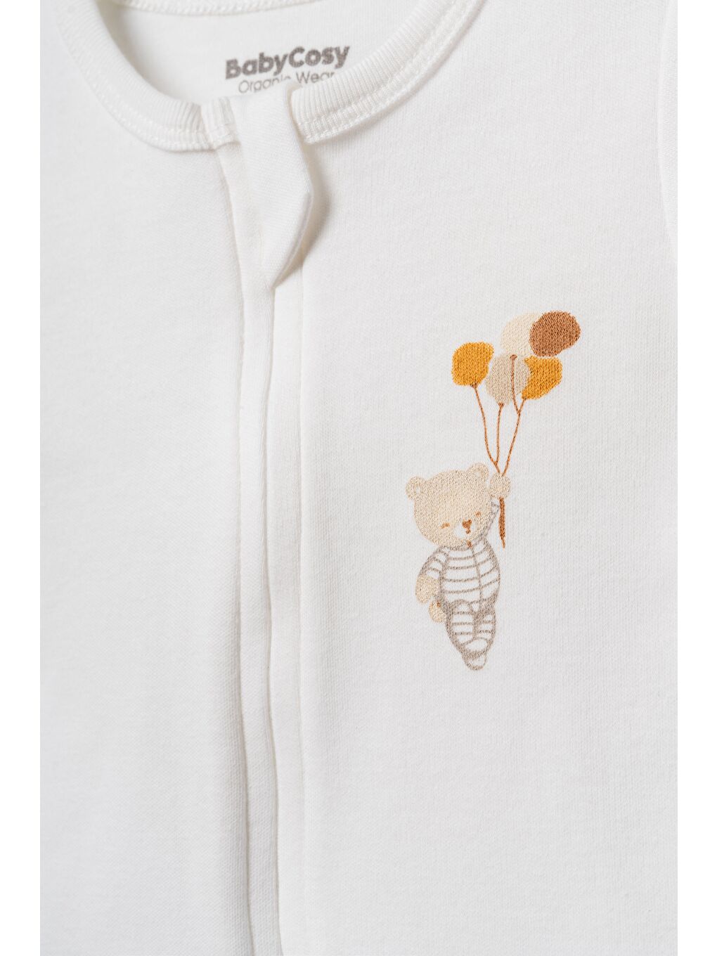 Karışık Unisex Bebek Pamuklu Ekru Kısa Kollu Kısa Tulum - Çıtçıt Kapamalı Ayıcık Baskılı-2