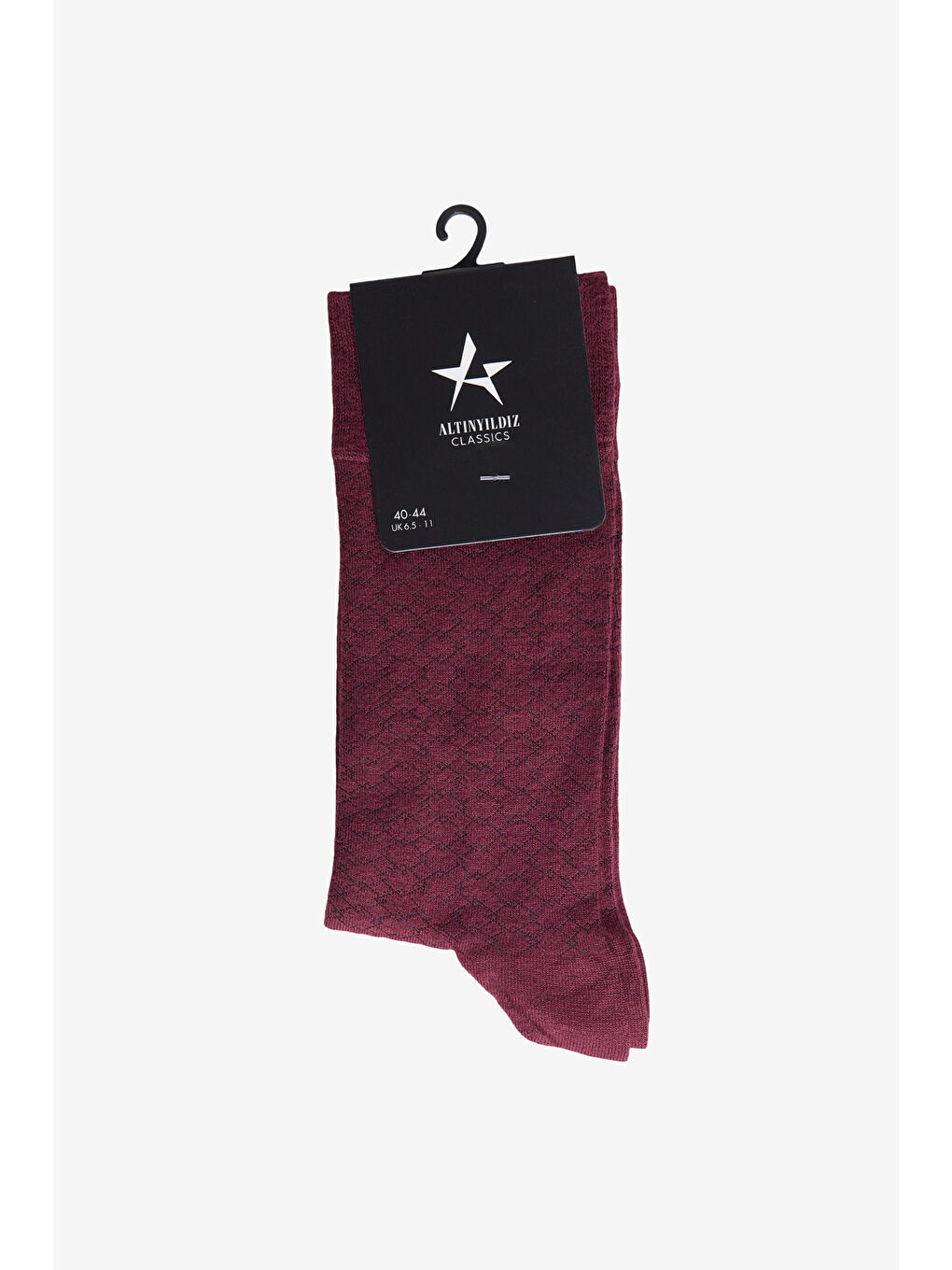 Erkek Bordo-Siyah Desenli Tekli Çorap