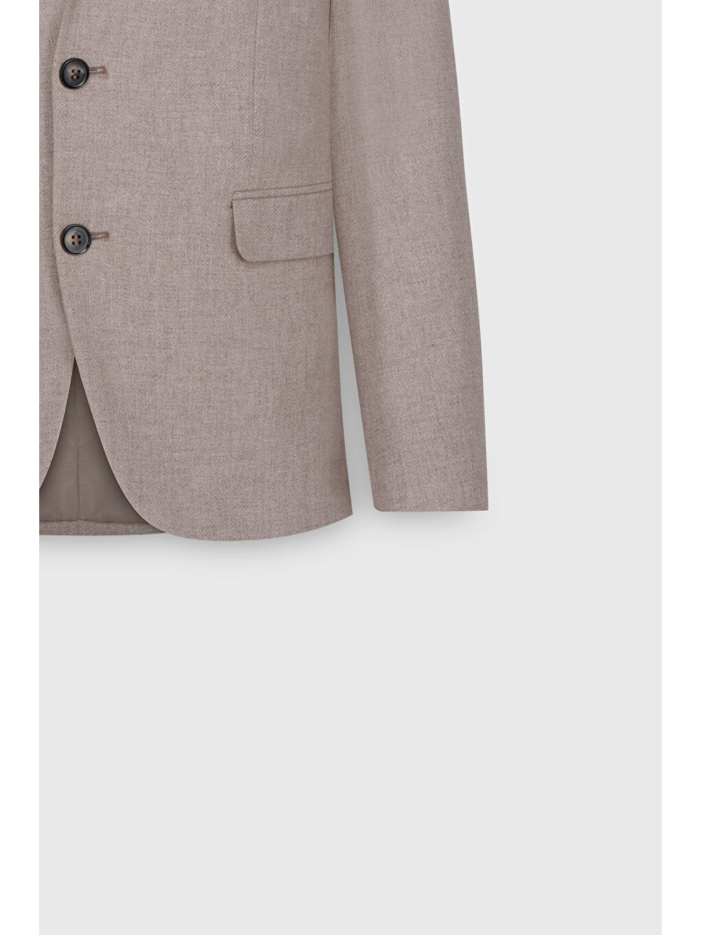 Erkek Bej Yünlü Slim Fit Dar Kesim Kırlangıç Yaka Yelekli Takım Elbise-11