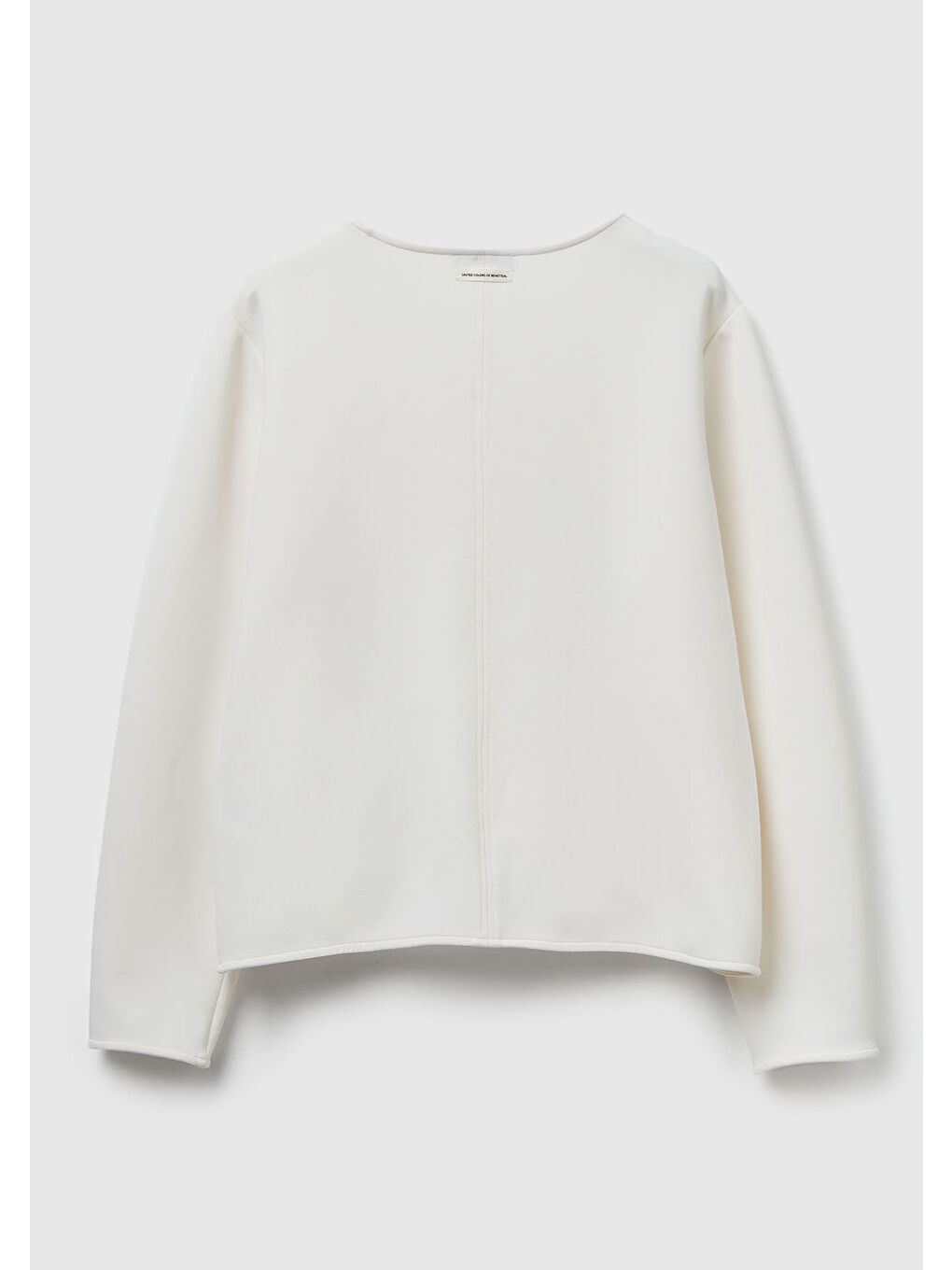 Ekru Kadın Krem Modal Karışımlı Etiket Detaylı Bisiklet Yaka Sweatshirt-1