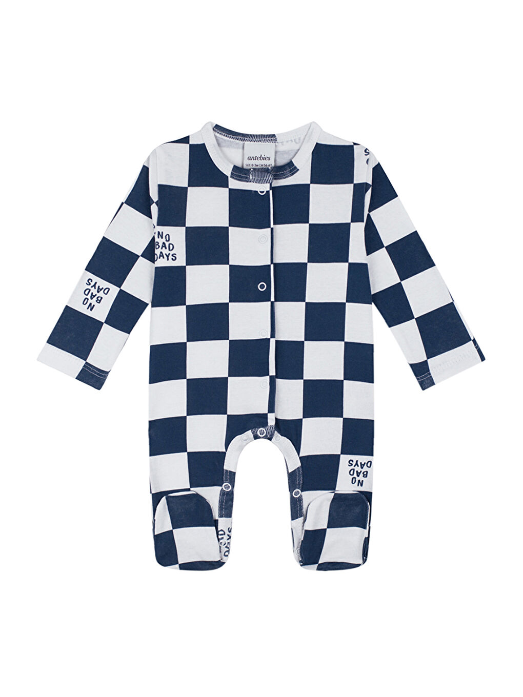 Organik Lacivert Uzun Kollu Erkek Bebek Patikli Tulum